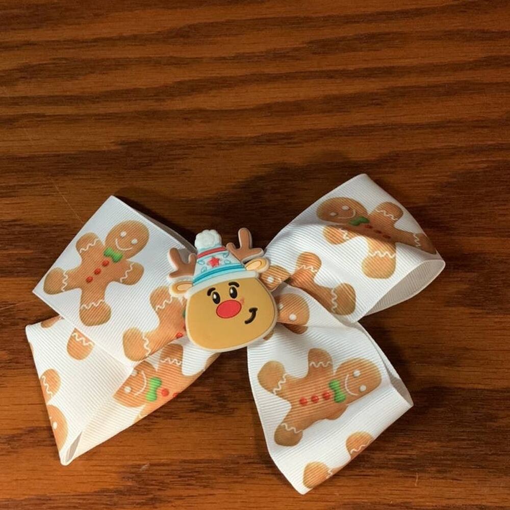 Girls Gingerbread Bow Clip - Picture 1 of 5